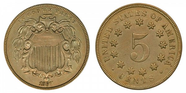 1866 Shield Nickel Type 2 Without Rays - No Rays