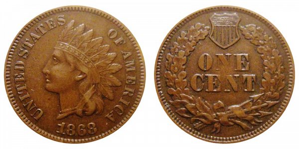 1868 Indian Head Cent Penny 