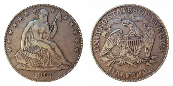 1868 S Seated Liberty Half Dollar 