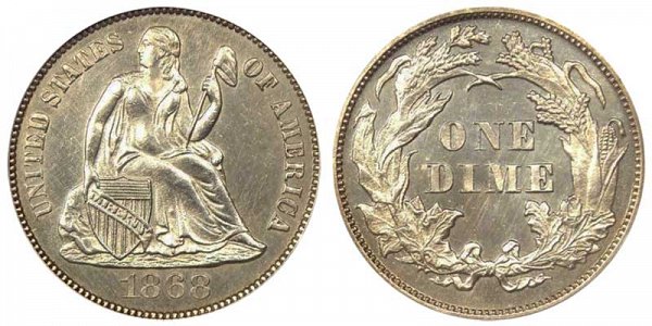 1868 Seated Liberty Dime