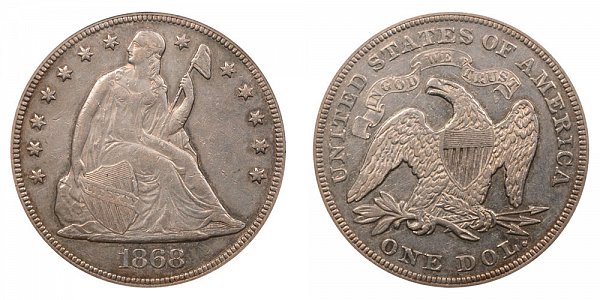 1868 Seated Liberty Silver Dollar 