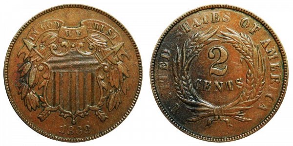 1868 Two Cent Piece 