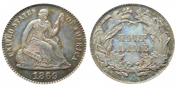 1869 Seated Liberty Half Dime 