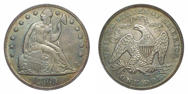 1869 Seated Liberty Silver Dollar 