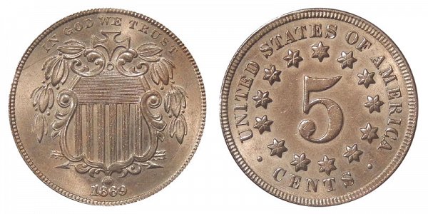 1869 Shield Nickel 
