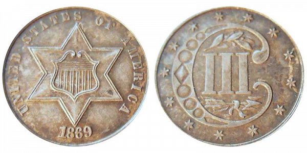 1869 Silver Three Cent Piece Trime 