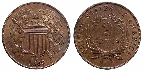 1869 Two Cent Piece 