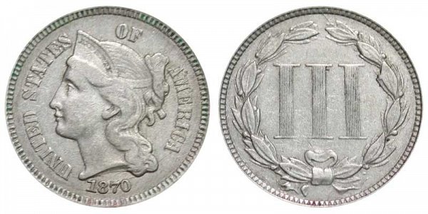 1870 Nickel Three Cent Piece 