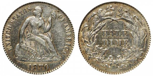 1870 Seated Liberty Half Dime 