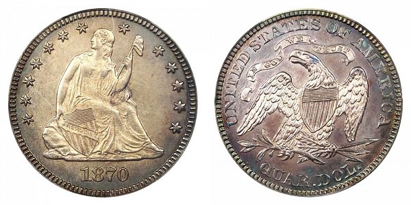 1870 Seated Liberty Quarter 