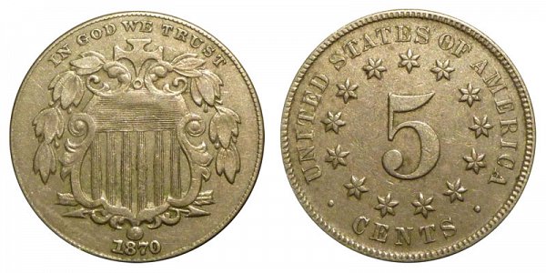 1870 Shield Nickel 