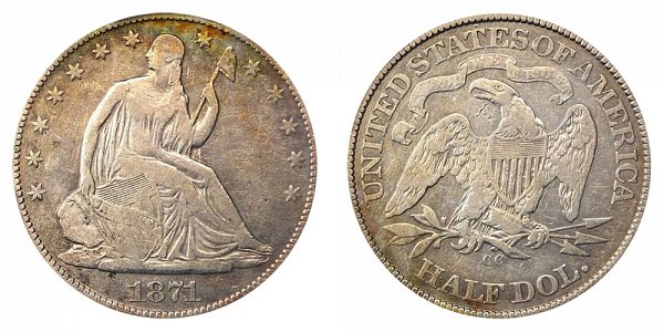 1871 CC Seated Liberty Half Dollar 