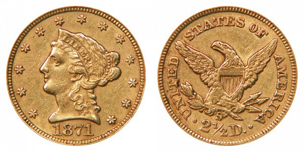 1871 S Liberty Head $2.50 Gold Quarter Eagle - 2 1/2 Dollars 
