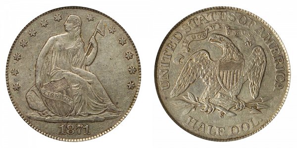 1871 S Seated Liberty Half Dollar 