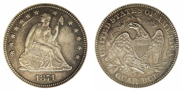 1871 S Seated Liberty Quarter