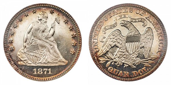 1871 Seated Liberty Quarter 