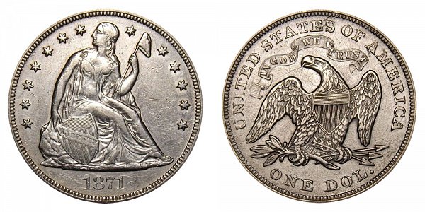 1871 Seated Liberty Silver Dollar 