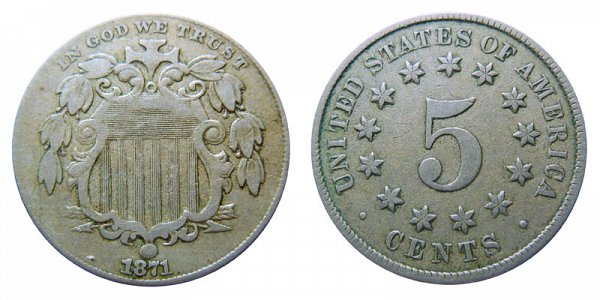 1871 Shield Nickel 