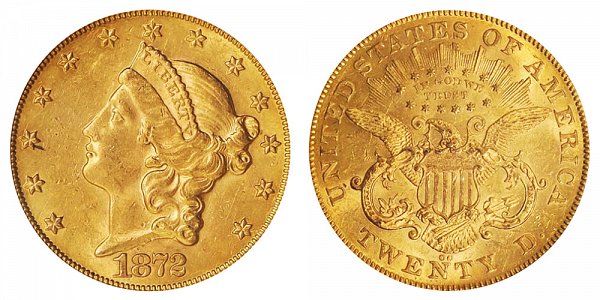 1872 CC Liberty Head $20 Gold Double Eagle - Twenty Dollars 