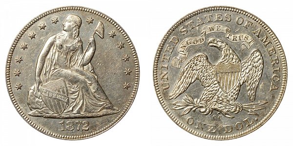 1872 CC Seated Liberty Silver Dollar 