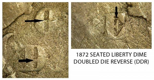 1872 Doubled Die Reverse (DDR) Seated Liberty Dime