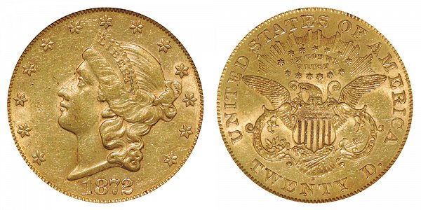1872 S Liberty Head $20 Gold Double Eagle - Twenty Dollars 