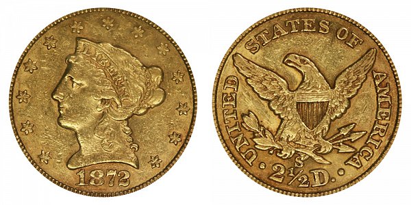 1872 S Liberty Head $2.50 Gold Quarter Eagle - 2 1/2 Dollars 