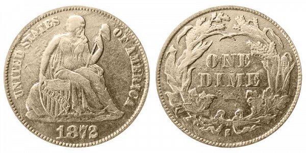 1872 S Seated Liberty Dime 