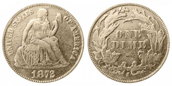 1872 S Seated Liberty Dime