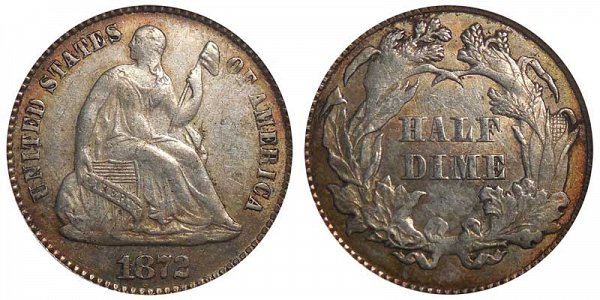 1872 Seated Liberty Half Dime