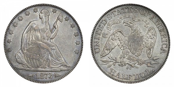 1873 CC Seated Liberty Half Dollar - With Arrows At date 