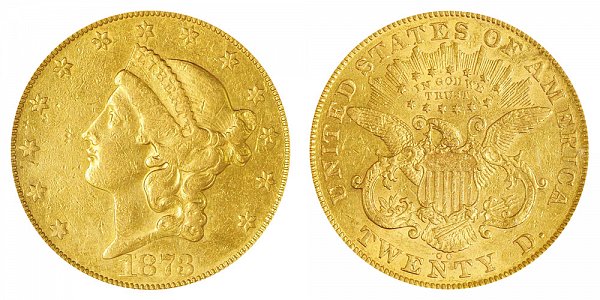 1873 CC Liberty Head $20 Gold Double Eagle - Twenty Dollars 