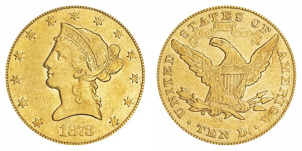 1873 CC Liberty Head $10 Gold Eagle - Ten Dollars 