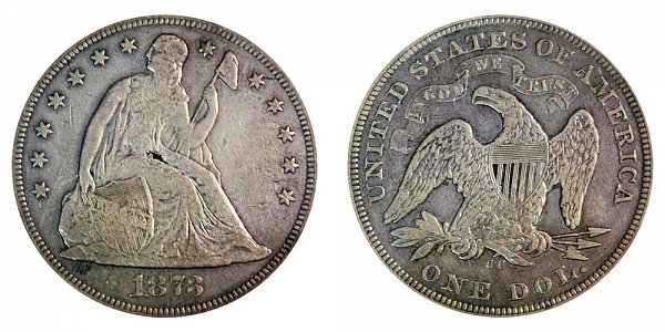 1873 CC Seated Liberty Silver Dollar 