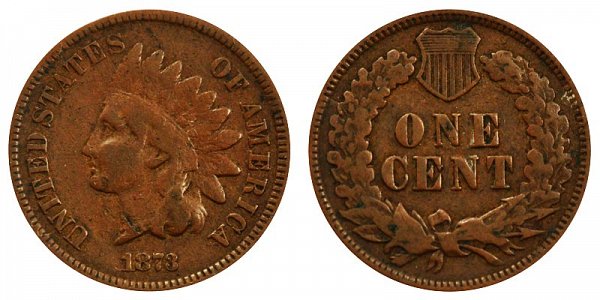 1873 Closed 3 Indian Head Cent Penny