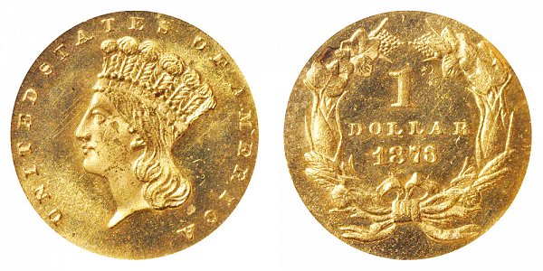 1873 Large Indian Princess Head Gold Dollar G$1 - Closed 3 