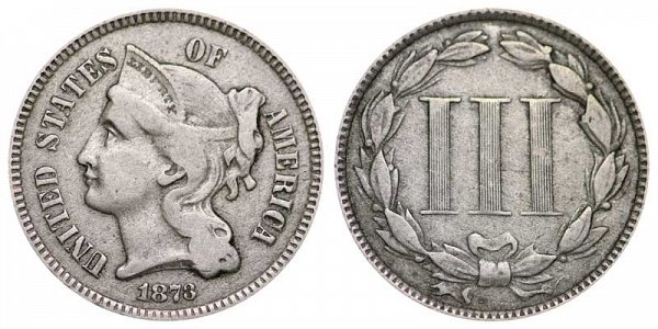 1873 Nickel Three Cent Piece - Closed 3 