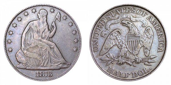 1873 Closed 3 Seated Liberty Half Dollar - No Arrows