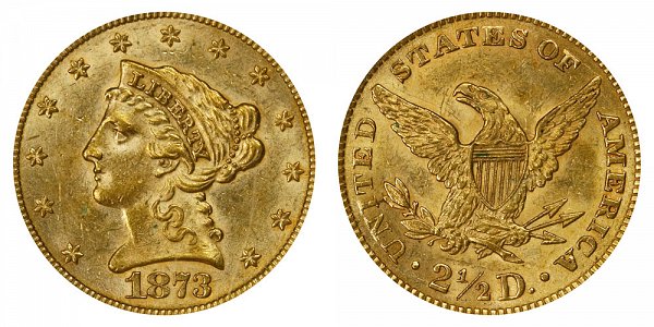 1872 Liberty Head $2.50 Gold Quarter Eagle - 2 1/2 Dollars - Open 3