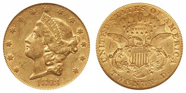 1873 S Closed 3 Liberty Head $20 Gold Double Eagle - Twenty Dollars 