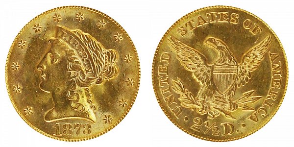 1873 S Liberty Head $2.50 Gold Quarter Eagle - 2 1/2 Dollars 