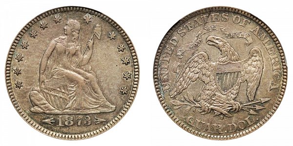 1873 S Seated Liberty Quarter 