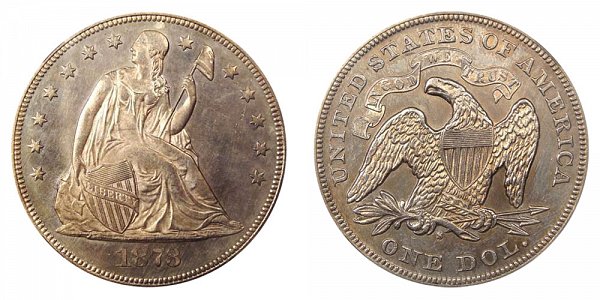 1873 S Seated Liberty Silver Dollar 