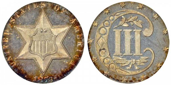 1873 Silver Three Cent Piece Trime 