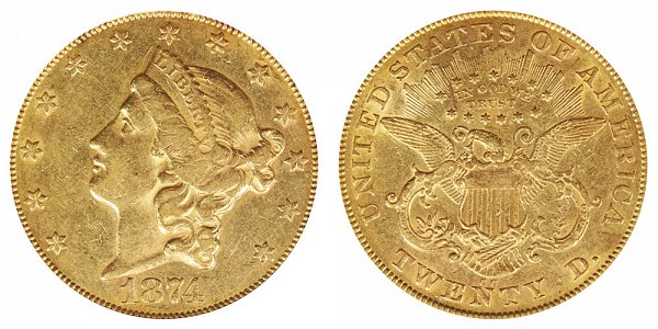 1874 CC Liberty Head $20 Gold Double Eagle - Twenty Dollars