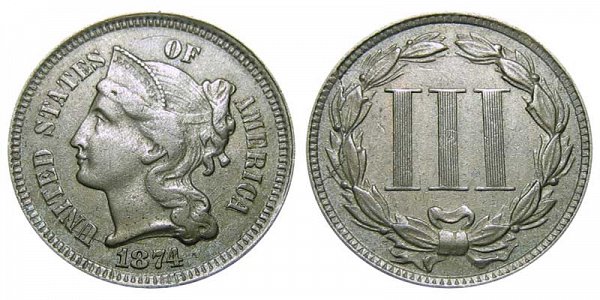 1874 Nickel Three Cent Piece