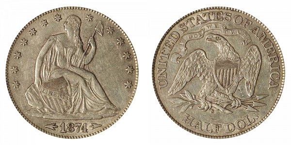 1874 S Seated Liberty Half Dollar 