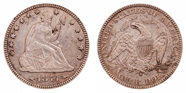 1874 S Seated Liberty Quarter