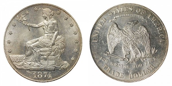 1874 S Trade Silver Dollar