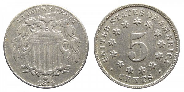 1874 Shield Nickel 